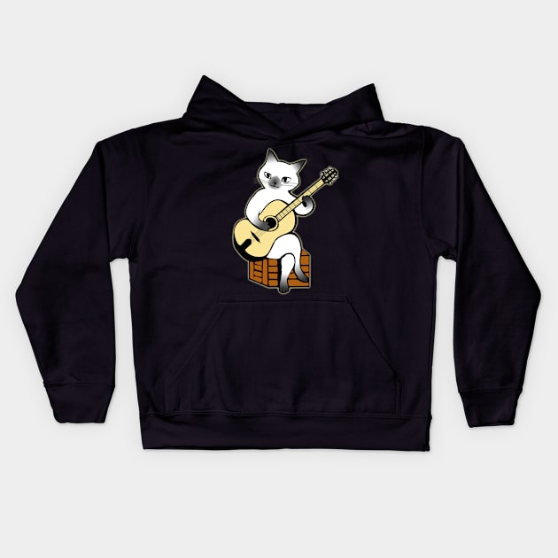 Cat Playing Guitar | Funny Cat Kids Hoodie by DonnaPeaches